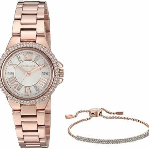 Michael kors women's MK3654|Camille rose gold tone watch and bracelet gift set